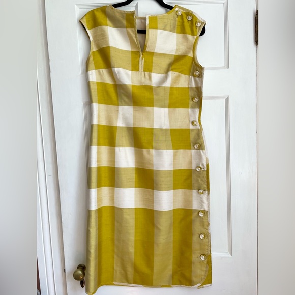 Vintage Star of Siam yellow gold gingham silk dress - Picture 2 of 10